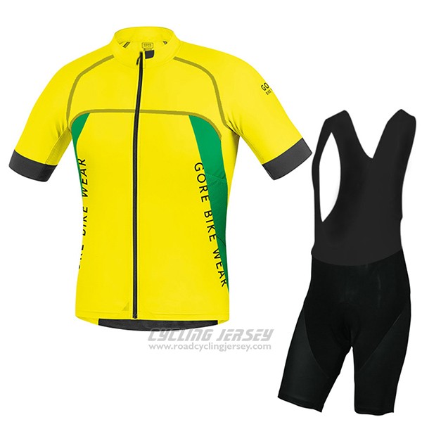 2017 Cycling Jersey Gore Bike Wear Power Alp-x pro Yellow Short Sleeve and Bib Short